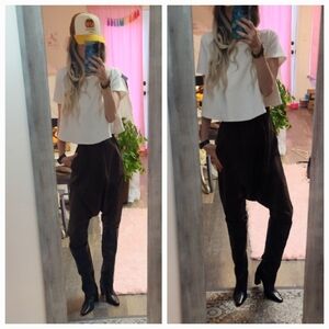 Designer Nika Tang High Rise High Waisted Harem Drop Crotch Pant Trouser Navy